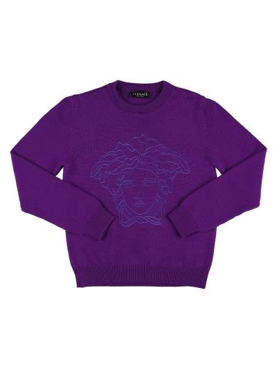 maglia versace bambino|Maglia in lana con ricamo medusa .